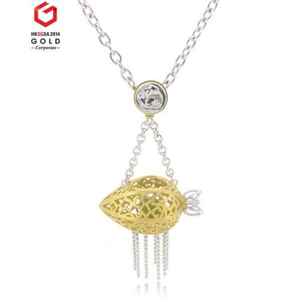 HK040~ 925 Silver Starfruit Lantern Pendant w/ 18" Necklace