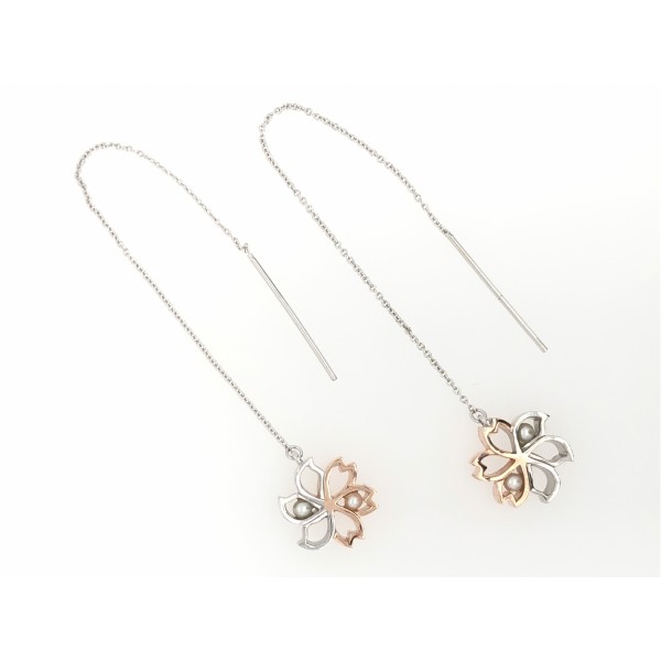 HK291 ~ 925 Silver Bauhinia & Sakura Earrings