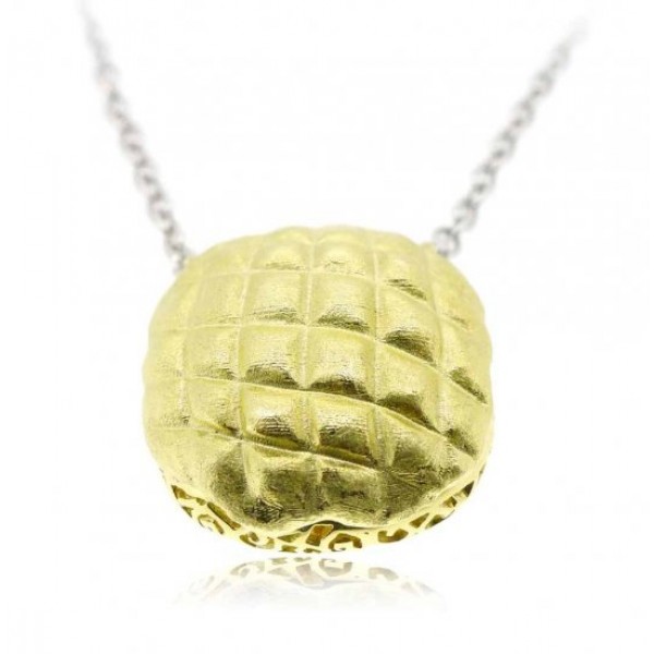 HK017~ 925 Silver Pineapple Bun (25MM) 20" Silver Necklace