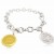 HK029~ 925 Silver Egg Tart Charm(15mm) with Rice Yellow Jade with 7.5" Silver Bracelet