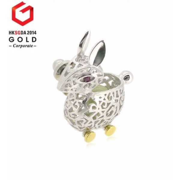 HK037~ 925 Silver Rabbit Lantern Brooch