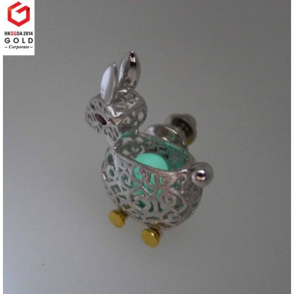 HK037~ 925 Silver Rabbit Lantern Brooch