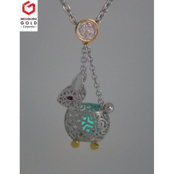 HK038~ 925 Silver Rabbit Lantern Pendant w/ 18" Necklace
