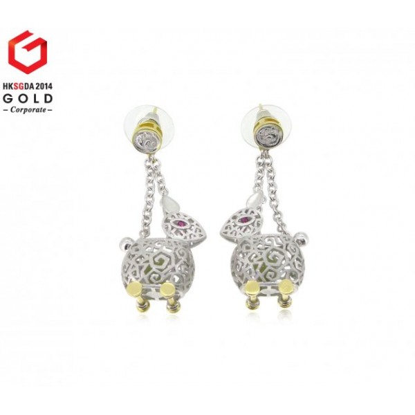 HK039~ 925 Silver Rabbit Lantern Earrings