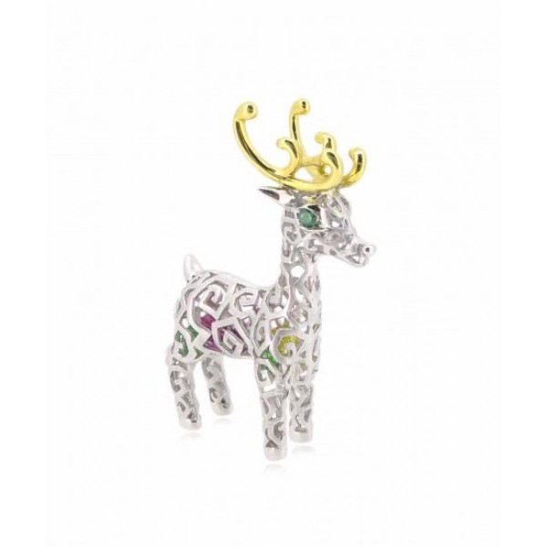 HK052~ 925 Silver Luck Deer Pendant (BIG) with 24" Silver Necklace