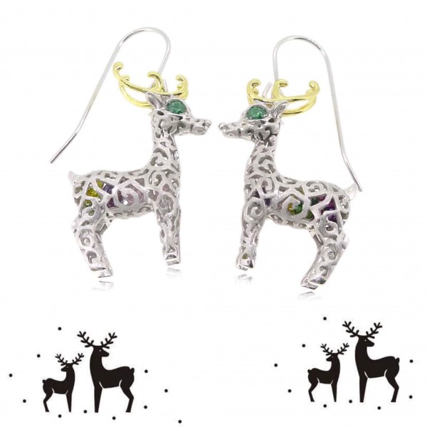 HK054~ 925 Silver Christmas Deer Earrings