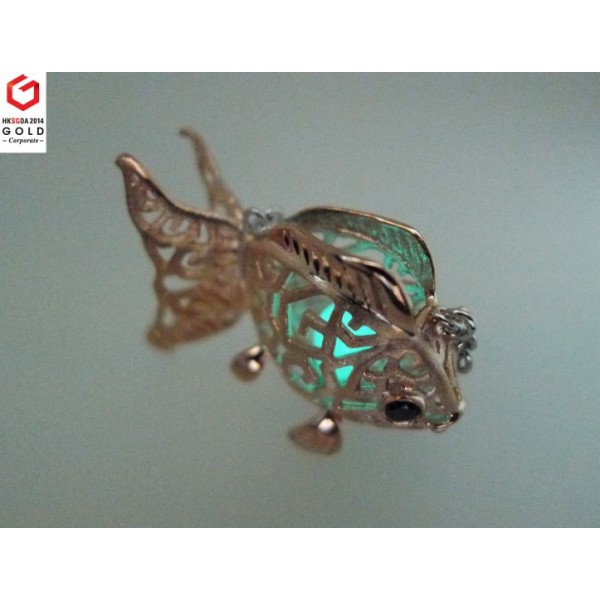 HK058~ 925 Silver Goldfish Lantern Pendant w/ 18" Necklace