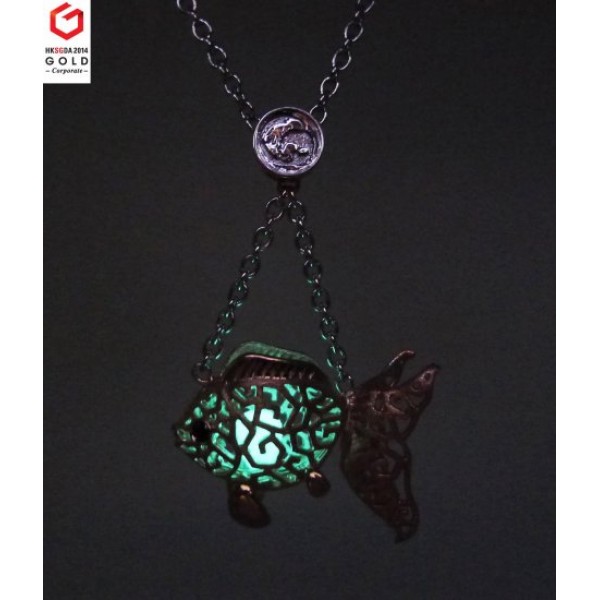 HK058~ 925 Silver Goldfish Lantern Pendant w/ 18" Necklace