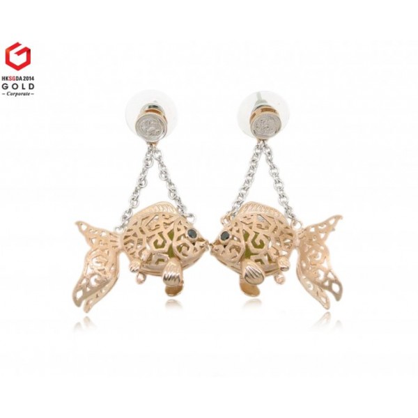 HK059~ 925 Silver Goldfish Lantern Earrings