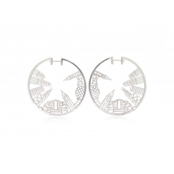 HK064~ 925 Silver Victoria Harbour View Earrings (43mm)