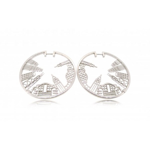 HK064~ 925 Silver Victoria Harbour View Earrings (43mm)