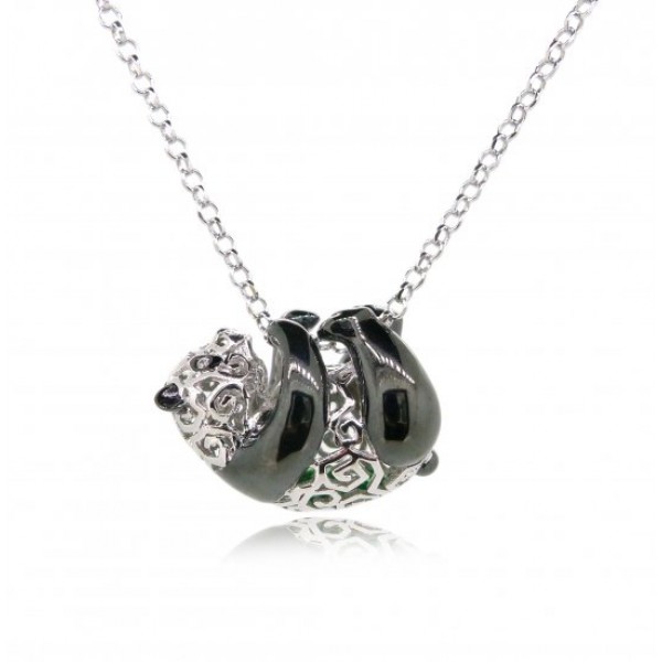 HK066~ 925 Silver Panda Pendant with 18" Silver Necklace