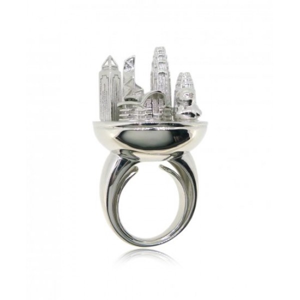 HK076~ 925 Silver Victoria Harbour View Ring (with Duck)
