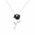 HK079~ 925 Silver Rose Pendant with 18" Silver Necklace