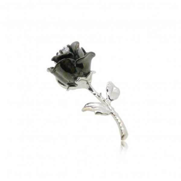 HK079~ 925 Silver Rose Pendant with 18" Silver Necklace