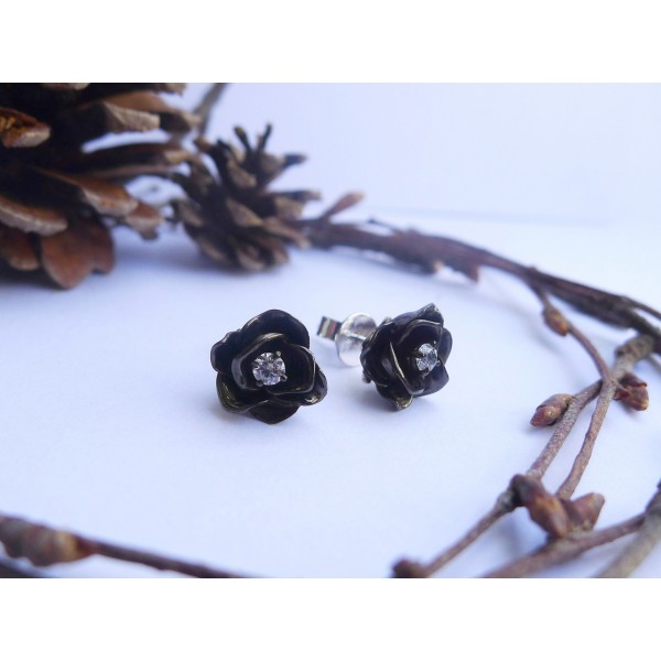 HK102~ 925 Silver Rose Earrings