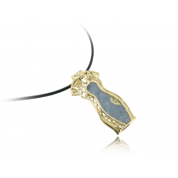 HK143~ [Jīng Yún Jǐn Xiù] 10K Gold Blue Cheongsam Pendant