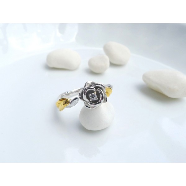 HK196~ 925 Silver Rose Ring