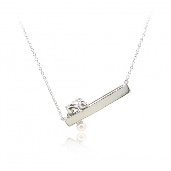 HK237~ Rabbit Shaped Silver Necklace With Akoya Pearl