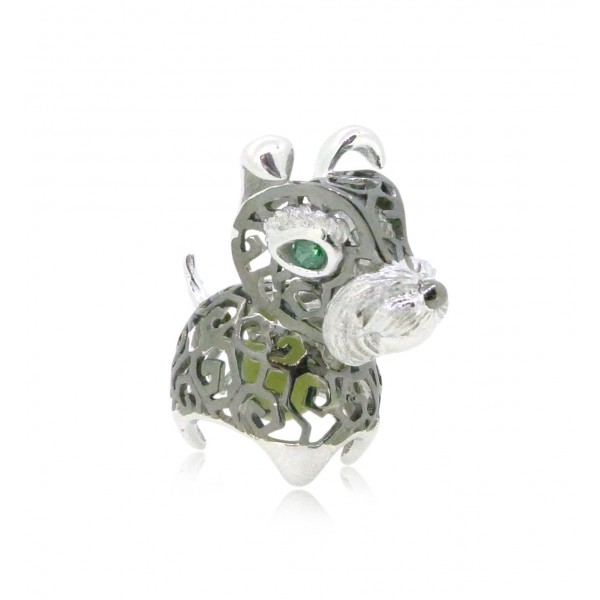 925 Silver Dog Shaped Lantern Pendant (Schnauzer Edition)