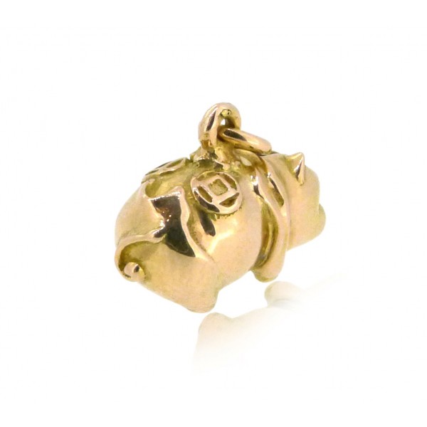 HK244~ 18K Gold Piggy Bank Shaped Pendant