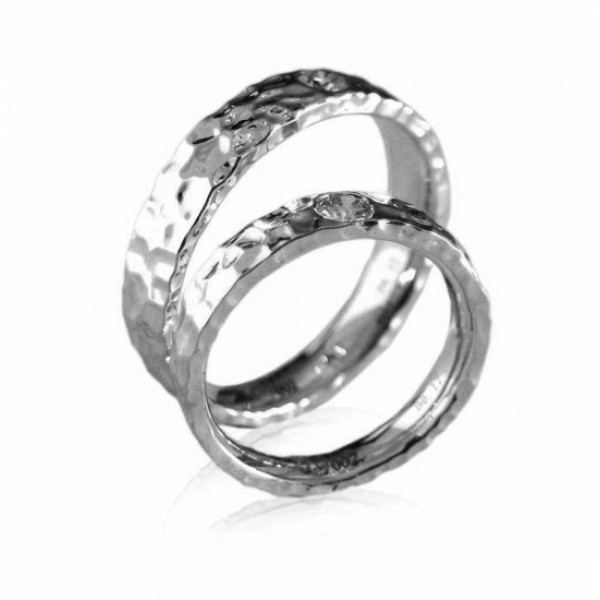 OD002~ 18K White Gold Diamond Wedding Rings