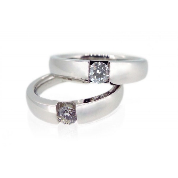OD006~ 18K White Gold Diamond Wedding Rings