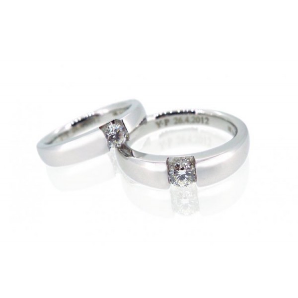 OD006~ 18K White Gold Diamond Wedding Rings