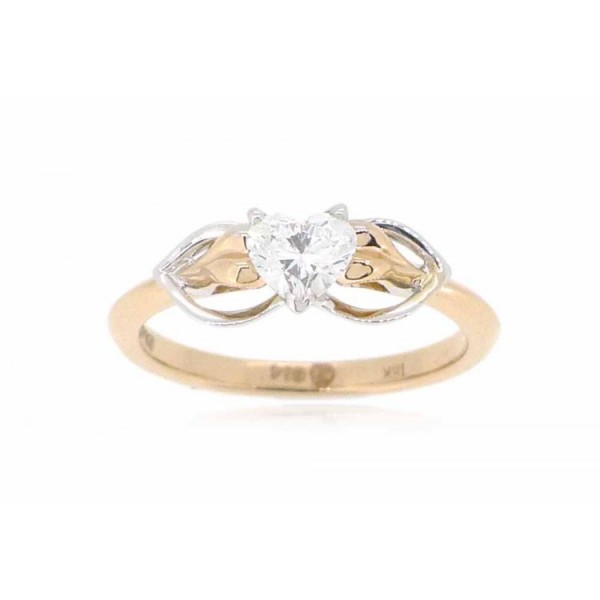OD014~ 18K Rose/White Gold Heart shape Diamond Ring