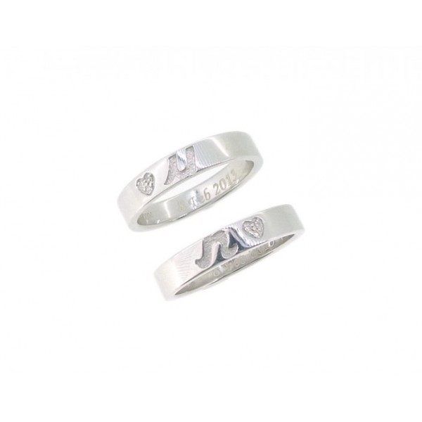 OD024~ 925 Silver Diamond Lovers Rings