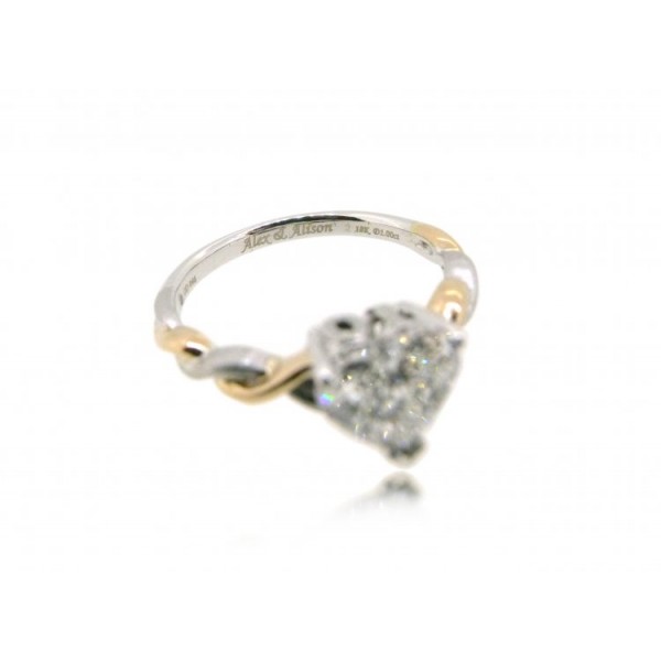OD046~ 18K Rose/White Gold Heart Shape Diamond Ring