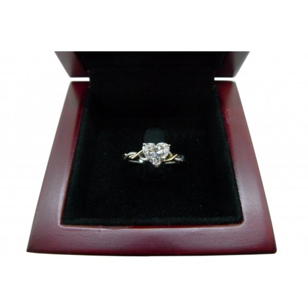 OD046~ 18K Rose/White Gold Heart Shape Diamond Ring